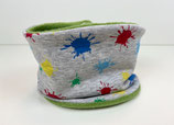Klettschal 'Bunte Farbkleckse' hellgrün (+ Fleece)