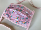Behelfs-Mundschutz 'Fahrräder' rosa (Bänder)