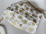 Behelfs-Mundschutz 'Christbaumkugeln' creme-gold (Gummibänder)
