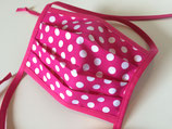 Behelfs-Mundschutz 'Dots' pink-weiß (Bänder)
