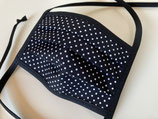 Behelfs-Mundschutz 'Mini Dots' schwarz-weiß (Bänder)