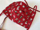 Behelfs-Mundschutz 'Weihnachten' rot (Gummibänder)