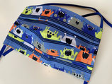 Behelfs-Mundschutz 'Monster' blau (Gummiband)