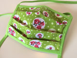 Behelfs-Mundschutz 'Rosen' grün (Bänder)