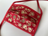 Behelfs-Mundschutz 'Christbaumkugeln' rot-gold (Bänder)
