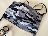 Behelfs-Mundschutz 'Camouflage' schwarz-weiß (Gummiband)