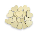 Holz-Ornamente, Herzen, mittel, 20 Stück