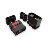 Stecker / Buchse Antiblitz QS8 mit Schutzkappen, 1 Paar, schwarz