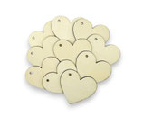 Holz-Ornamente, Herzen mit Loch, gross, 10 Stück