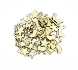 Streudeko Weihnachts-Ornamente, Holz, klein, 50 Stück