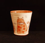 Mug without handle, with cat