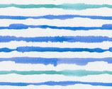 "Nautical Stripe" Aquarell Streifen - blau/grün/weiß