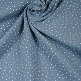 Doppel Gauze "Punkte" weiß auf blau