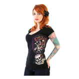 LUCKY 13 SHADOW LADY T-SHIRT BLACK