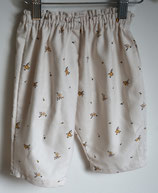 Pantalon 6 mois velours milleraies fleuri fond écru clair