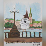 Giclée "Saunameister Sven versaut Hamburg" by Claudia Eisele