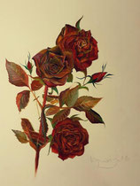 Gabriella Kopias:Rose, Öl auf Papier