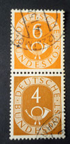 Bund 0126 + 0124 ZDr S3    6  +  4 P f  Posthorn  gest - Zusammendruck