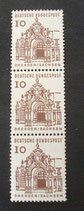 Bund 0454  RM   10 Pf   Dresden  Zwinger    R03  3er-Streifen