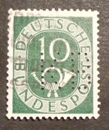 Bund 0128     10 Pf  Posthorn  gest  POL - Lochung