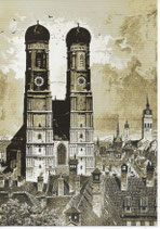 AK München Frauenkirche  -  goldglänzendes Wackelbild