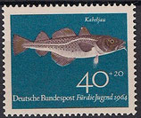 Bund 0415   40 + 20 Pf Kabeljau   ex Jugendmarken 1964 - Fische
