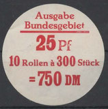 Bund 0996    25 Pf   Verschluss- Stangendeckel   der 300er Rolle
