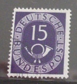 Bund 0129  15 Pf  Posthorn mit Besonderheiten