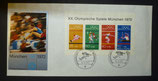 BD 0734ff  Olympiamarken 1972 in Block 8 FDC  ESST 18.8.1972 München 2  2. Blockausgabe