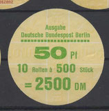 Berlin 0615  -  50 Pf Burgen und Schlösser  - R500er  Verschlußteller  Type Vy