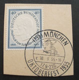 Bund 0210 Schiller auf Briefstück mit SST München - Oktoberfest 1955