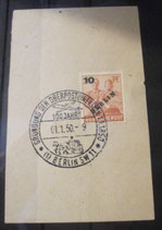Berlin 0065- Grünaufdruck  -  SST 1.1.1950 - 100 Jahre Oberpostdirektion