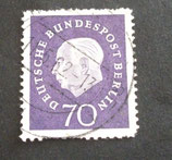 Berlin  186  R01 uN  70 Pf Heuss III  gest. adB.  III. Wahl