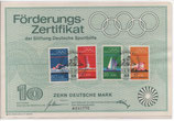 DSH Förderungszertifikat - 1972    10 DM  - Sportmarken
