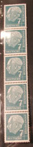 Bund 0181   R05 uN 7 Pf Heuss I  - 5er-Streifen **