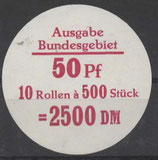 Bund 0916    50 Pf   Verschluss- Stangendeckel  der  500er Rolle