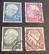 Heuss 30, 40, 50, 60 Pf gestempelt