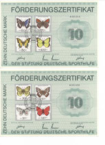 DSH Förderungszertifikat - 1991    2x10 DM  - Schmetterlinge