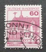 Bund 1028 AI  Burgen und Schlösser  60 Pf - R01 gN  gest.   Alte Fluoreszenz