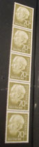 Bund 0191xv 70 Pf Heuss I  - 5er-Streifen ohne Nummern  s5