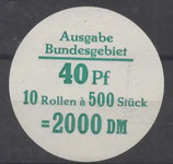 Bund 0915    40 Pf   Verschluss- Stangendeckel  der  500er Rolle