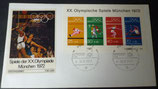 BD 0734ff  Olympiamarken 1972 in Block 8 auf Eröffnungsbrief 26.8.1972 München 2