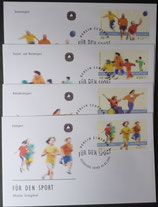 Bund 2165ff Sportmarken 2001  FDC 4 Kuverts
