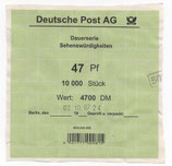 Bund 1932    47 Pf   Verschluss- Stangendeckel