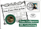 Austria Numisbrief Franz Grillparzer