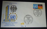 Bund 0781 UN  Deutschland Mitglied der Vereinten Nationen 40 Pf  FDC