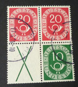 Bund 0130 + 0128 + X  ZDr   0130 wP  ZD W1 Posthorn gest.  - Zusammendruck  ansehen!
