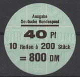 Bund 1037    40 Pf   Verschluss- Stangendeckel  der  200er Rolle