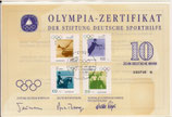 DSH Förderungszertifikat - 1996    10 DM  - Sportmarken  - Olympiazertifikat
