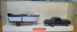Wiking 0894   Mercedes - Benz 280 E blaumetallic  - Motorboot Gespann